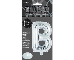 Silver B Alphabet Foil Balloon 35cm