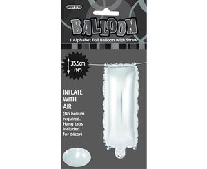 Silver I Alphabet Foil Balloon 35cm