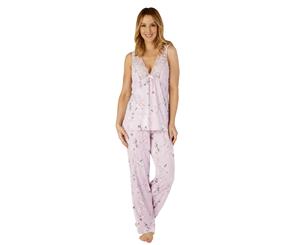 Slenderella GL4713 Gaspe Floral Lace Pyjama Set - Pink