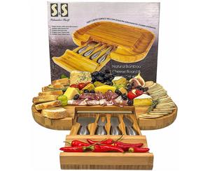 Solander Skelf Cheese Board Slide-Out Drawer & 4 Stainless Steel Cheese knives