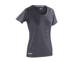 Spiro Womens/Ladies Shiny Marl Fitness T-Shirt (Phantom Grey / Lavender) - RW4772