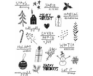 Tim Holtz Cling Stamps 7&quotX8.5"-Seasonal Scribbles