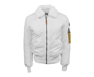 Top Gun B-15 Men's Heavy Duty Vintage Flight Bomber Jacket White - White