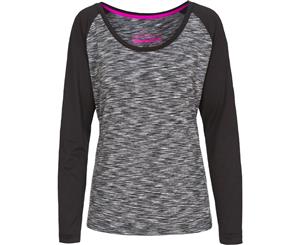 Trespass Womens/Ladies Miso Knitted Long Sleeved Quick Dry Active Top - Grey Marl / Black