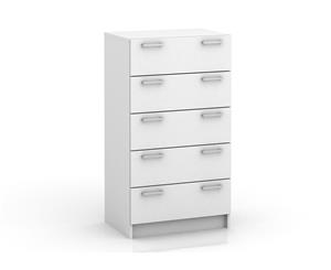 Tribecca 5 Drawer Chest Storage Cabinet Chest Paper Laminated Finish Organiser Bedroom - White