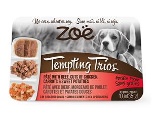 Zoe Tempting Trios Pate Beef Chicken & Sweet Potato Dog Food 6x100g