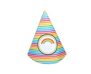 12pce Rainbow Theme Party Paper Hats 18cm for Birthday Parties