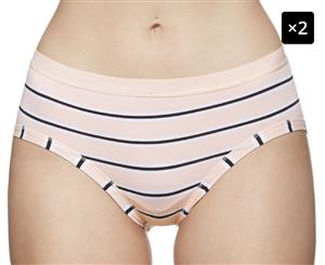 2 x Bonds Women's Cottontails Midi Brief - Stripe 65