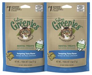 2 x Greenies Feline Dental Treats Tempting Tuna 71g