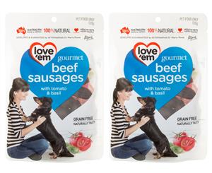 2 x Love'em Gourmet Beef Sausages 120g