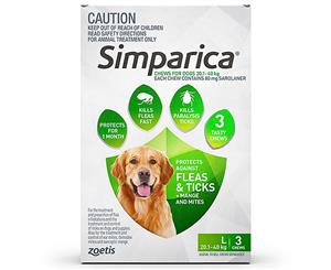 3pk Simparica Flea & Tick Chews For Large Dogs 20.1-40kg