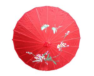 6x Chinese Japanese Bamboo Parasol Umbrella - Red