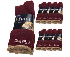 9 Pairs Merino Wool Men's Socks - Burgundy