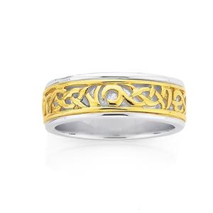 9ct Gold & Sterling Silver Celtic Gents Ring