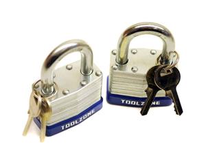 AB Tools 2pc 50mm Keyed Alike Padlock Laminated Steel Padlocks Shed Gate Lock TE152