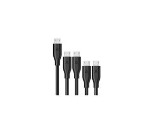 Anker Micro USB Powerline Cable 2x 30cm 2x 90cm 1x 1.8m 5 Pack - Black