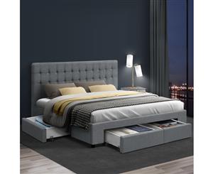 Artiss King Size Bed Frame Base Mattress With Storage Drawer Fabric Wooden AVIO