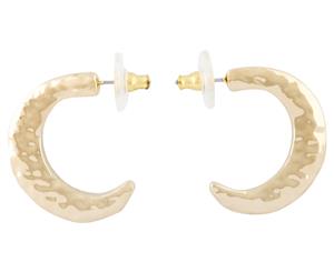 Barcs Battered Crescent Hoops Earrings - Gold