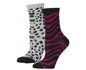 Betsey Johnson Womens Animal Print Gift Set Crew Socks