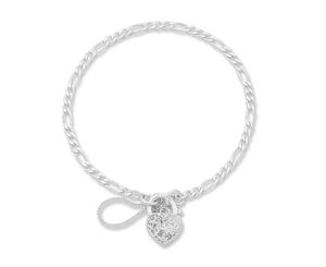 Bevilles Sterling Silver Heart Shape Padlock Bracelet