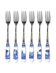 Blue Italian Pastry Forks Set of six