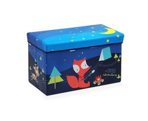 Cartoon Storage Toy Box Book Organiser Kids Chair Ottoman Foot Stool Foldable BL