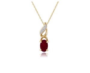 Classic Oval Ruby & Diamond Pendant in 9ct Yellow Gold