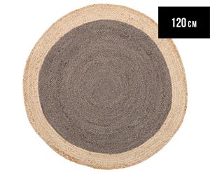 Contemporary 120cm Handmade Jute Rug - Charcoal