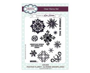 Creative Expressions Lisa Horton - Festive Flurry Altered Snowflakes A5 Clear Stamp Set