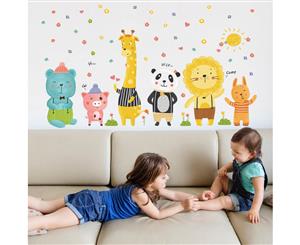 Cute Happy Animal Wall Stickers Decals (Size 126cm x 71cm)