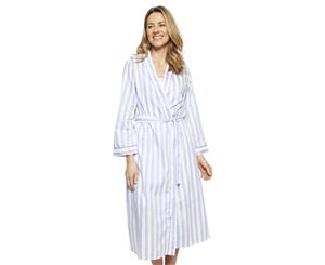 Cyberjammies 1321 Nora Rose Thea Blue Mix Striped Cotton Long Robe