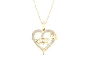 De Couer 9KT Yellow Gold Diamond Mom Necklace (1/6CT TDW H-I Color I2 Clarity)