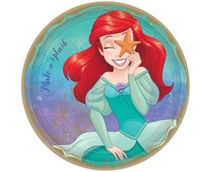 Disney Princess Once Upon A Time Round Ariel Lunch Cake Dessert Plates 8 Pack