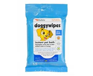 Doggy Wipes Instant Pet Bath for Dogs & Puppies - Petkin - 15 Wipes