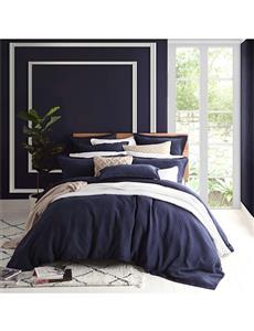 FITZROY NAVY QUILT COVER SET - QUEEN