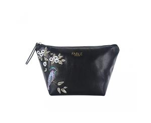 Fable Womens/Ladies Bird Embroidered Makeup Bag (Black) - JW110