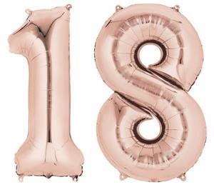 Giant Rose Gold Number 18 Foil Balloons 86cm