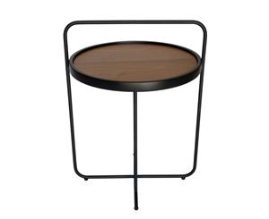 Granville Round Side Table - Walnut & Black