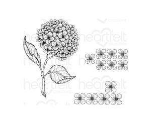 Heartfelt Creations Cling Rubber Stamp Set - Cottage Garden - Cottage Garden Hydrangea - Set of 3