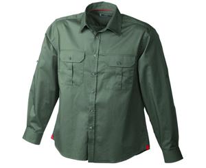 James And Nicholson Mens Roll-Up Sleeves Travel Shirt (Olive Green) - FU939