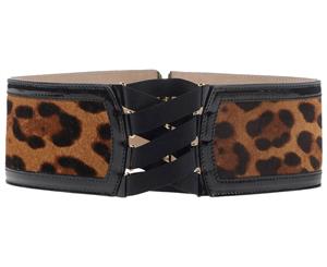 Jimmy Choo Women's Leopard Print Waist Belt - Black/Brown