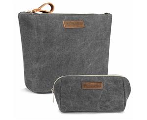 LOKASS Canvas 2-In-1 Cosmetic Bag-Grey