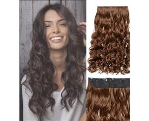 Light Brown 22" High Grade Synthetic Hair Clip-In Wavy Curly Extension 5 Clips