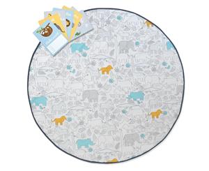 Lolli Living Kids Baby Round Play Mat W Milestone Cards Urban Safari