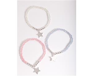 Lovisa Kids Silver Star Multicoloured Beaded Bracelet 3 Pack