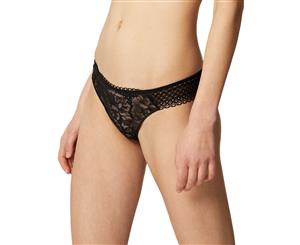 Maison Lejaby 18662 Dot Flowers Floral Lace Tanga - Black