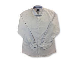 Men's Profuomo Slim Fit Shirt In White With Light Blue Squares