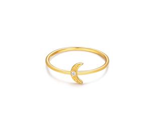 Mini Crescent Moon Ring in Sterling Silver Gold Plated