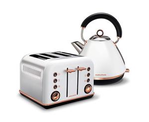 Morphy Richards 4 Slice Toaster & Kettle Pack - White/Rose Gold