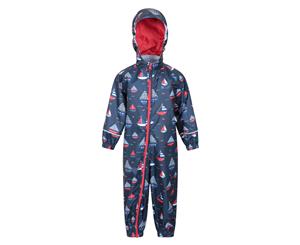 Mountain Warehouse Puddle Kids Printed Rain Suit with Taped Seams - Navy